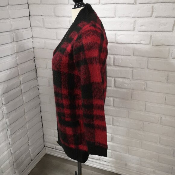 NWOT Ricki's Ladies Size Small Red & Black Check Straight Fit Open Cardigan - Picture 4 of 9